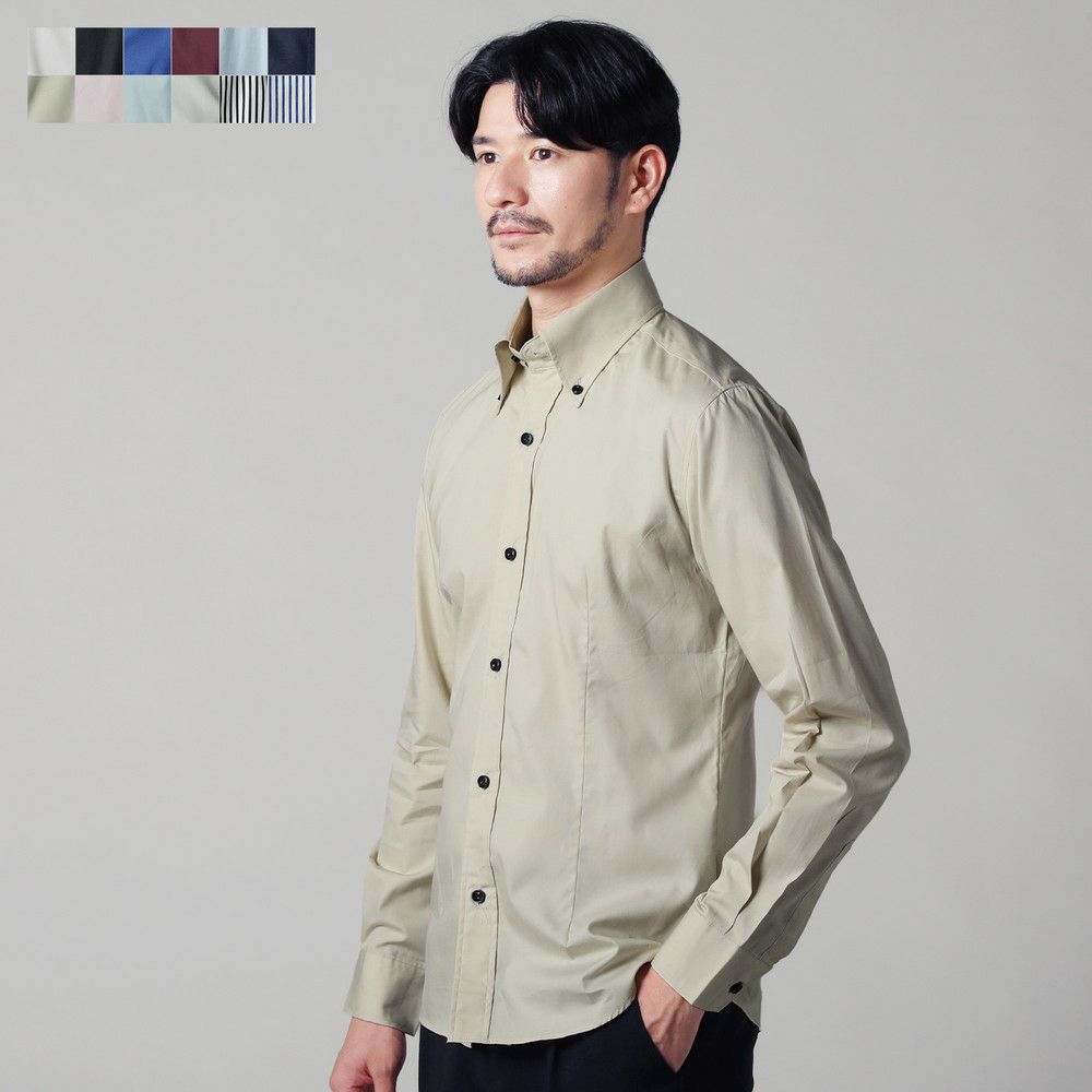 新品Borriello ボタンダウンシャツ 17/43 ブルー ボタニカル総柄