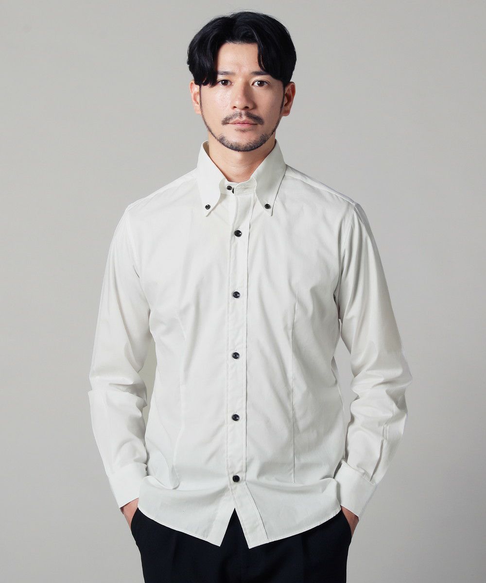 新品Borriello ボタンダウンシャツ 17/43 ブルー ボタニカル総柄