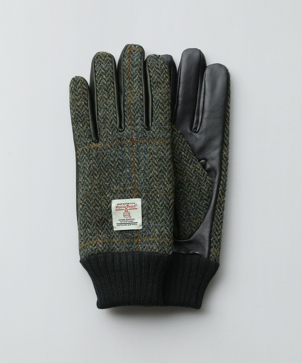 メール便対応】 Harris Tweed×本革レザースマホ対応グローブ