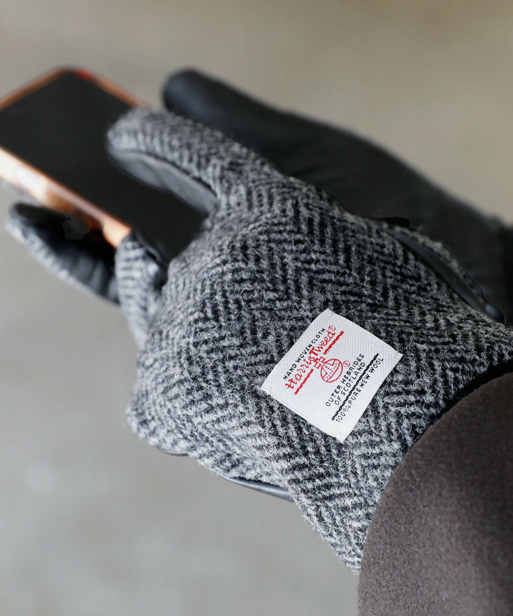 ◆◆R.I.B 黒 レザー 手袋◆THE FLAT HEAD◆ KURODA】HarrisTweedレザーグローブ | 藤巻百貨店