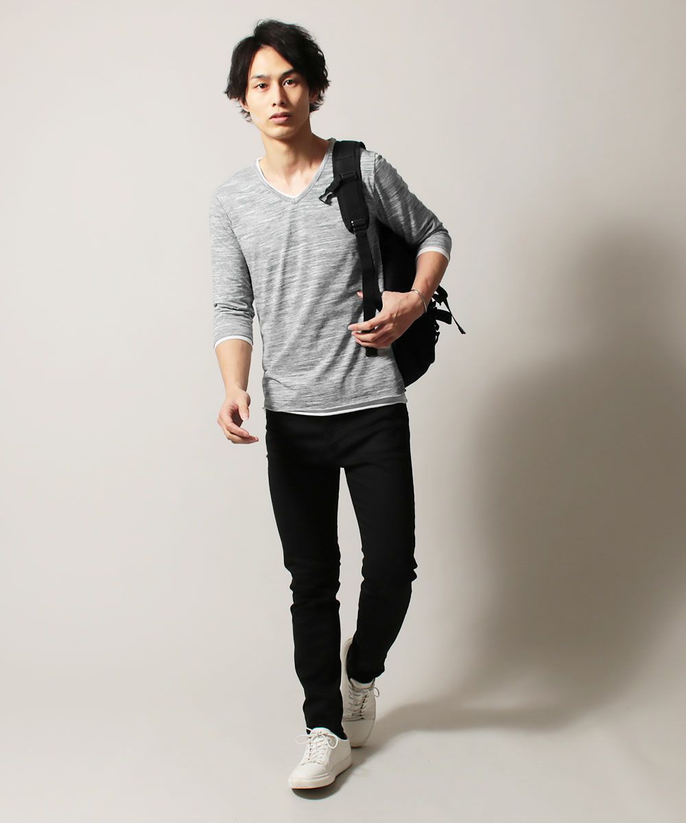 トリッキー杢アンサンブルVネック7分袖カットソー | 【公式】SPU スプ