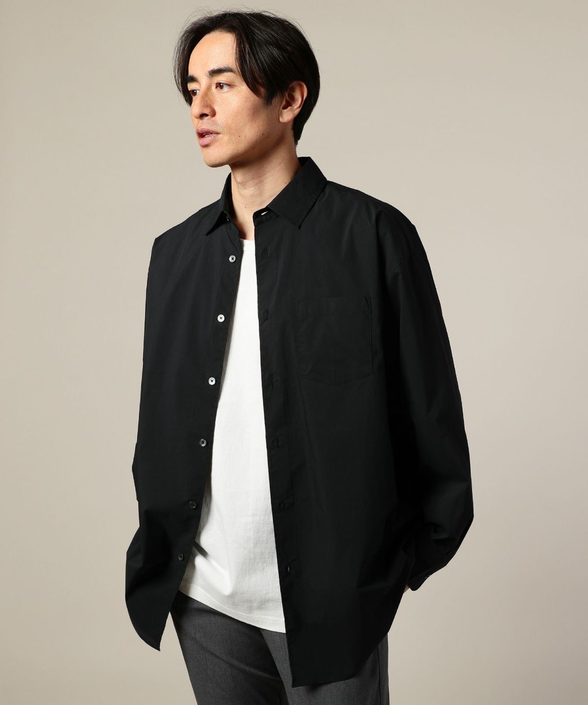 日本製 70/30クロス ストレッチタイプライターレギュラーカラー