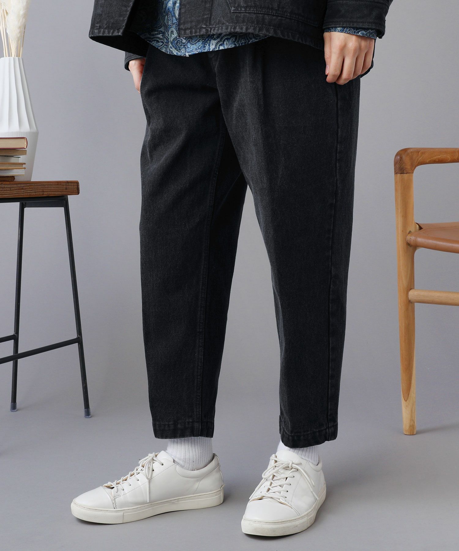 セットアップ対応 12 5oz デニムワイドテーパードアンクルカットスラックス 公式 Spu スプ公式通販 メンズセレクトショップ