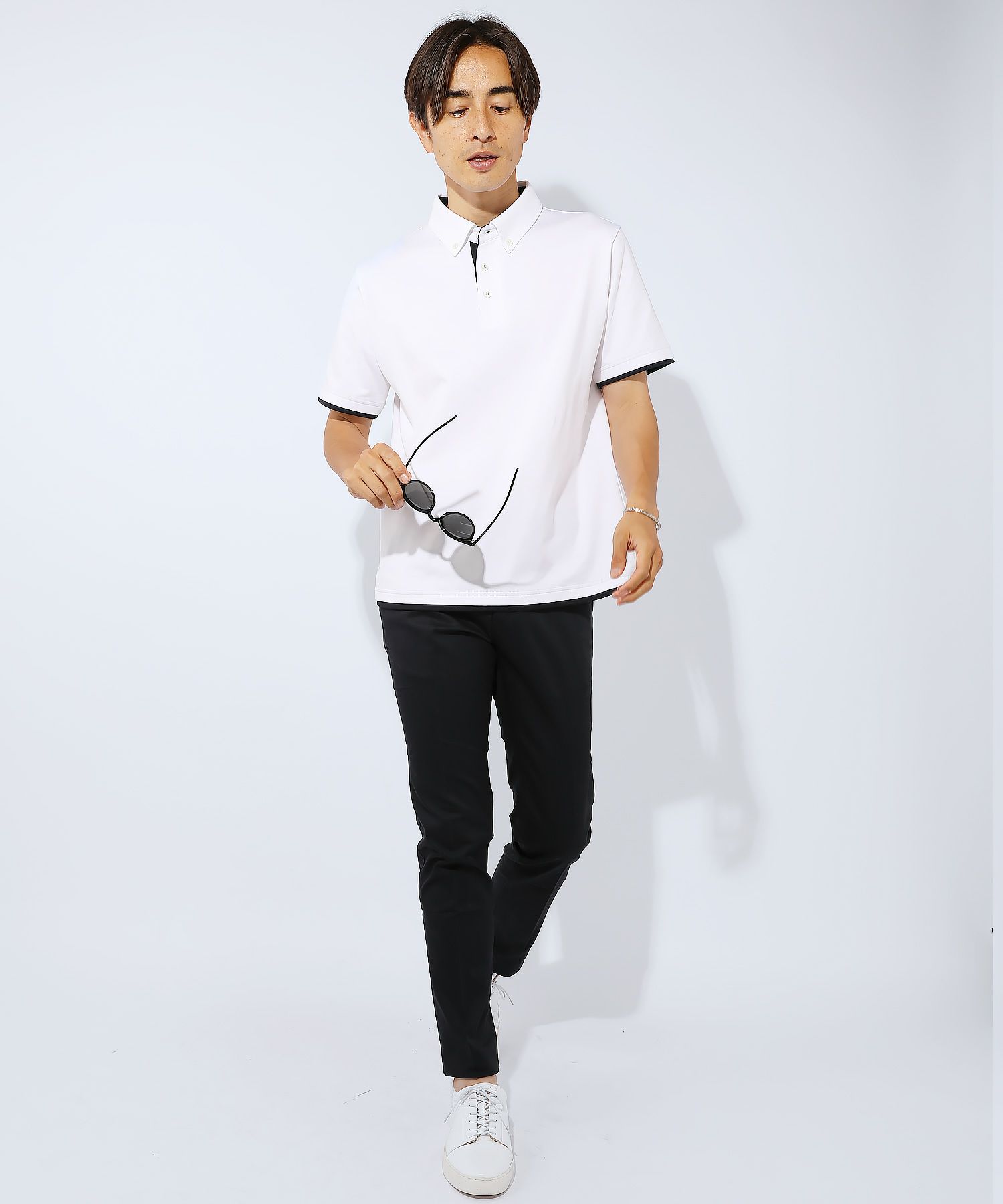 エリートグリップ 半袖ポロシャツ スリムフィット ホワイト L 新品