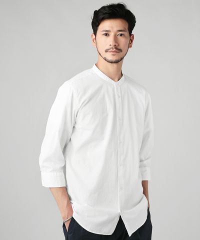 日本製ブロードナノファイン制菌加工ノーカラー七分袖シャツ | 【公式 日本製ブロードナノファイン制菌加工ノーカラー七分袖シャツ | 【公式