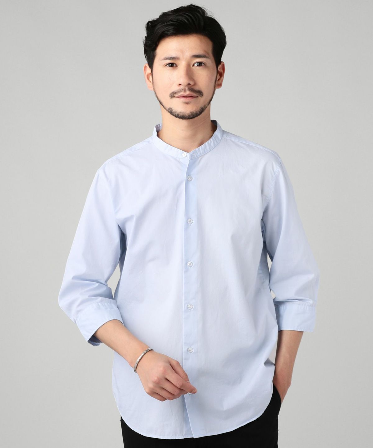 日本製ブロードナノファイン制菌加工ノーカラー七分袖シャツ | 【公式