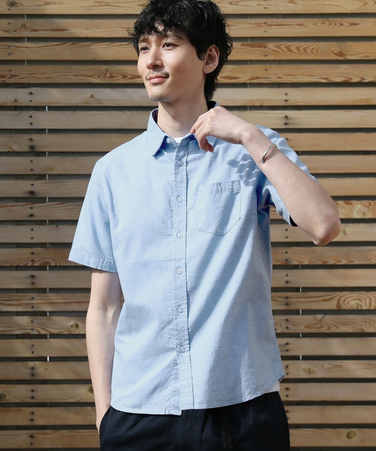 先染め綿麻ストレッチレギュラーカラー半袖シャツ | 【公式】SPU スプ