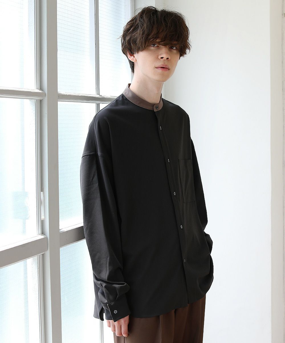 メンズ リーフ柄シャツ ドロップショルダー ストリート R01504 別注 TROPICAL S/S ZIP SHIRTS(1 LIGHT GREY): ATTACHMENT: MENS