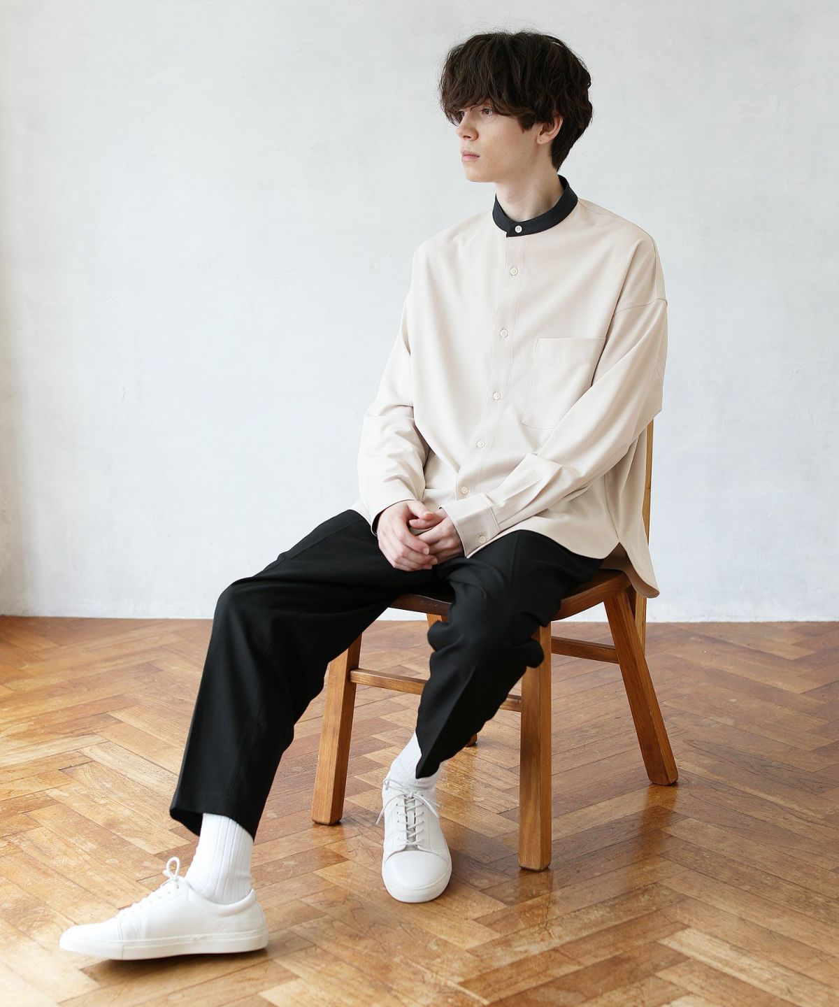 メンズ リーフ柄シャツ 肩落ち ドロップショルダー N00237 61MBm8gQbAL.jpg