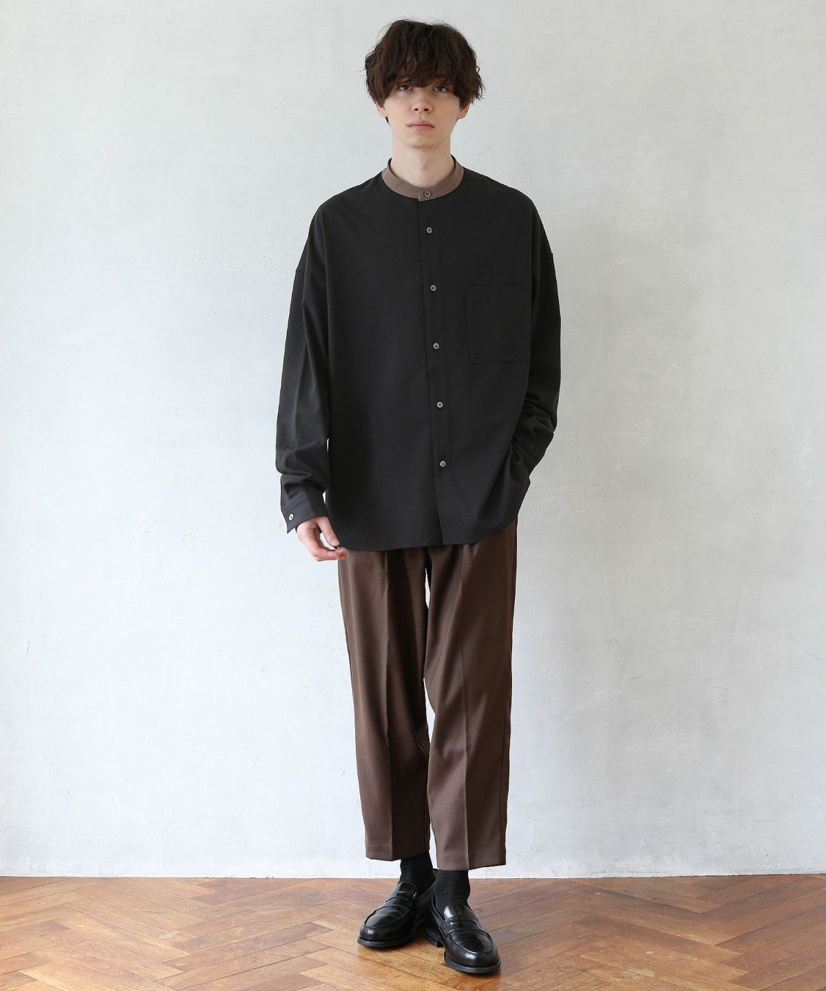 メンズ トレーナー ドロップショルダー クールネック T02162 ドロップショルダー ニュアンスカラー クルーネックスウェット