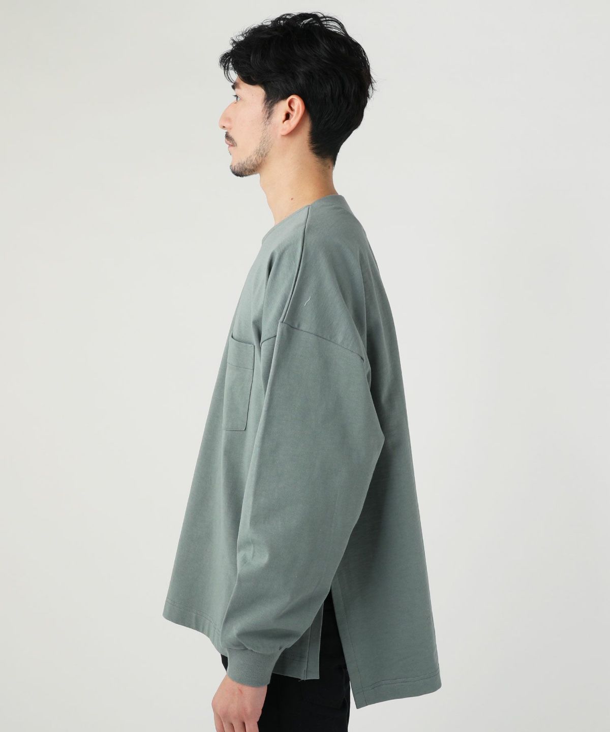 日本製VORTEX8オンス(MVS天竺)サイドスリットAライン長袖Tシャツ VORTEX 8オンス（MVS天竺）サイドスリット Aライン L/S Tシャツ