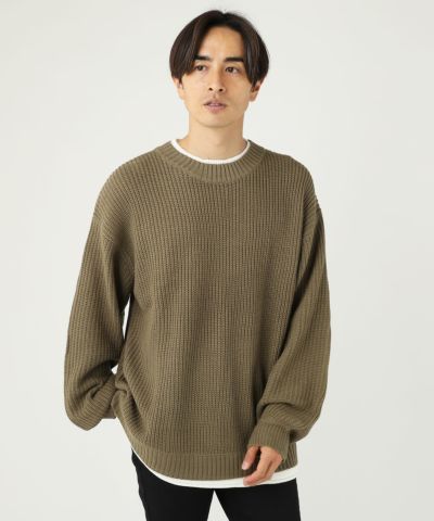 セントアンドリュース　地柄×片畦 クルーネックニット プルオーバー (MENS) 100HC24B0049_s_a010.jpg