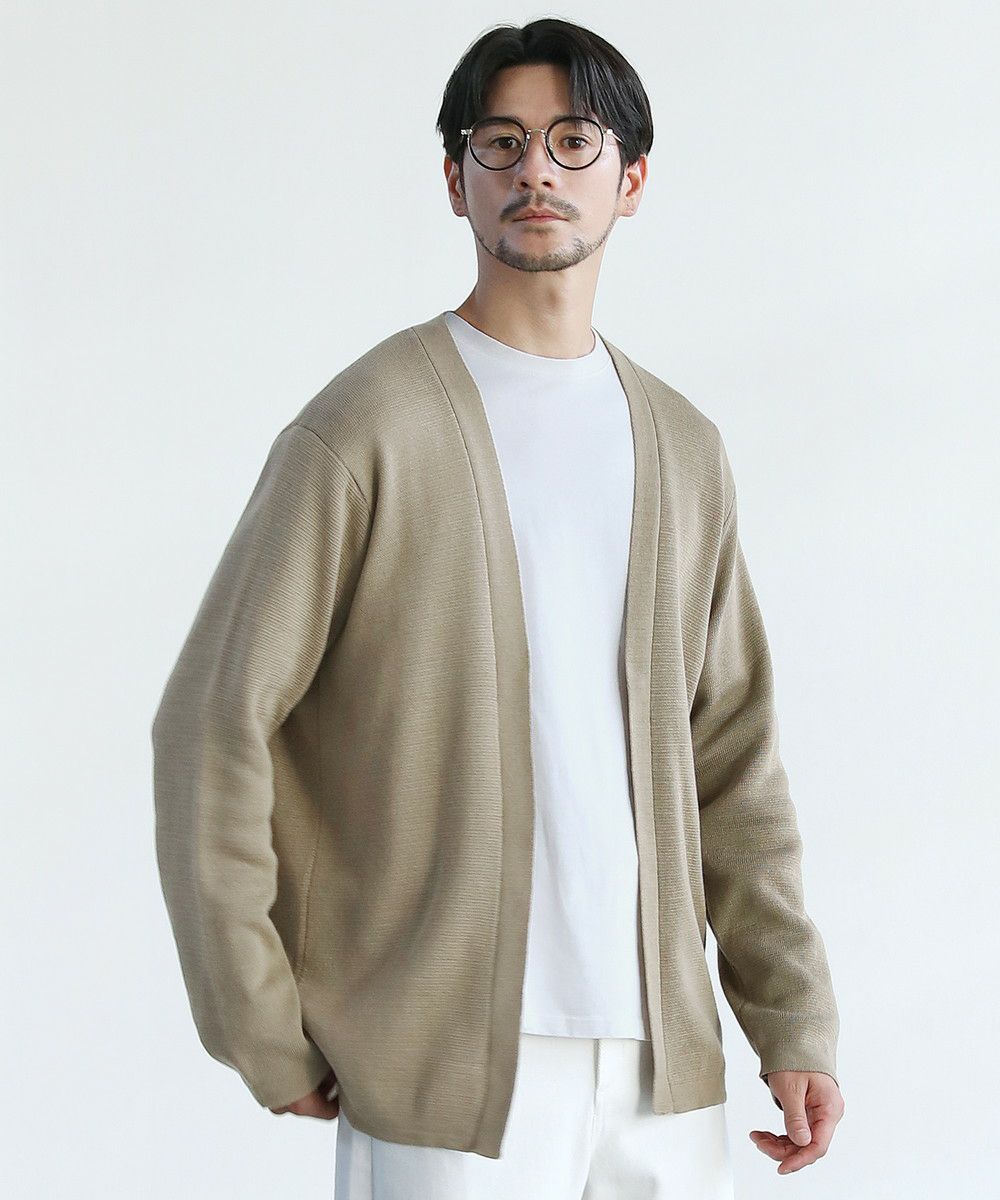 抗菌防臭ミラノリブ編みウォッシャブルボタンレス長袖カーディガン  