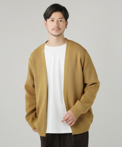 新作PE ストレッチリブ カラーレスカーディガン