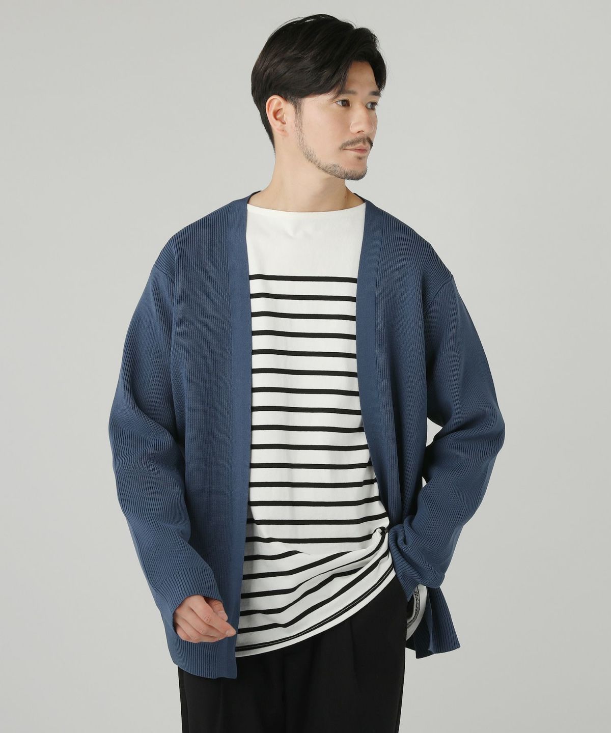 BATONER SPREAD ARAN CREW NECK CARDIGAN - トップス