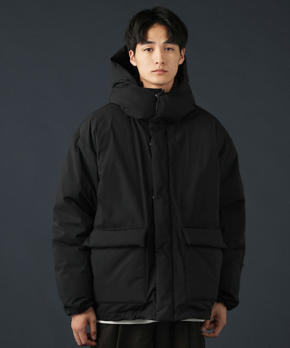 撥水ナイロンストレッチ2レイヤーシェルボリュームダウンジャケット