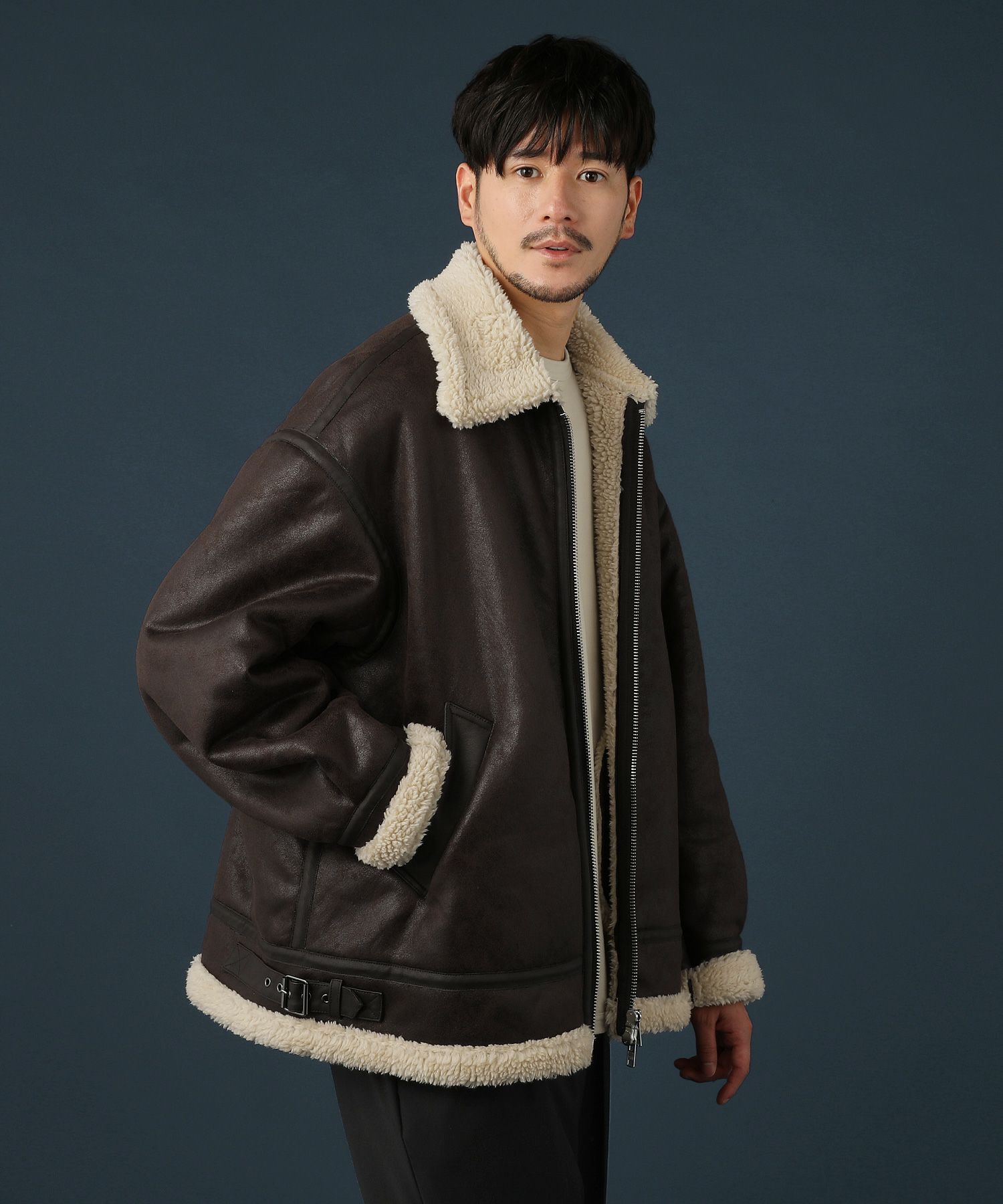 極美品❗️韓国製ALLSTATELAND本革ムートンB3フライトジャケットL 共通