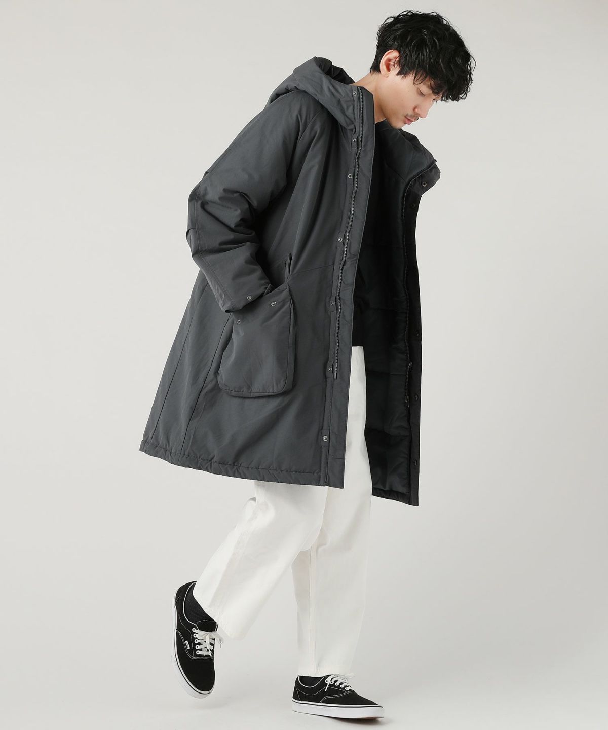 STONE  ブラック モッズコート 中古・古着通販】STONE ISLAND (ストーンアイランド) ライナー付き