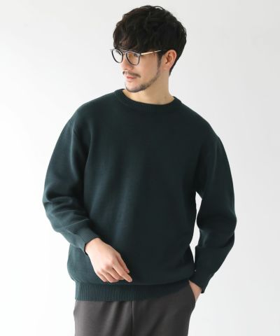 BRIEFING オリーブ クルーネック トレーナー ミラノリブニット L