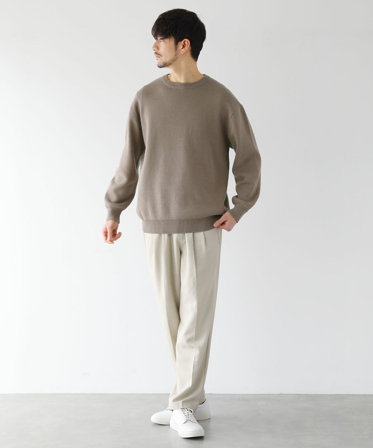 定価14,】ミラノリブ x ストライプ クルーネック 黒 2 試着のみ トップス