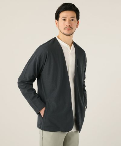 CELDEORD ノーカラー　ニットカーディガン ネイビー　38 CELDEORD ノーカラーニットカーディガン ネイビー38