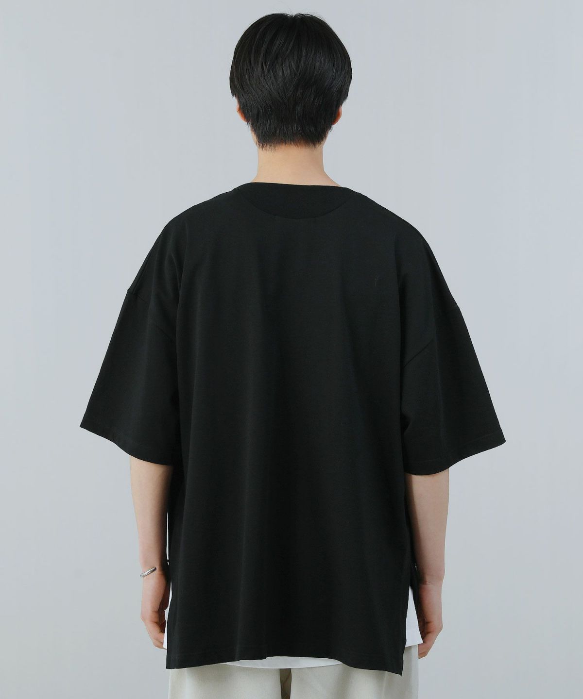 日本未入荷　スリーブポイントT(ライトベージュ) 2ポイントショートスリーブワイドTシャツ[品番：JRDM0036121