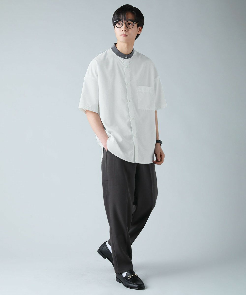 ドロップショルダーバンドカラーシャツ SITRY シャツ Oversize drop shoulder broadcloth band collar