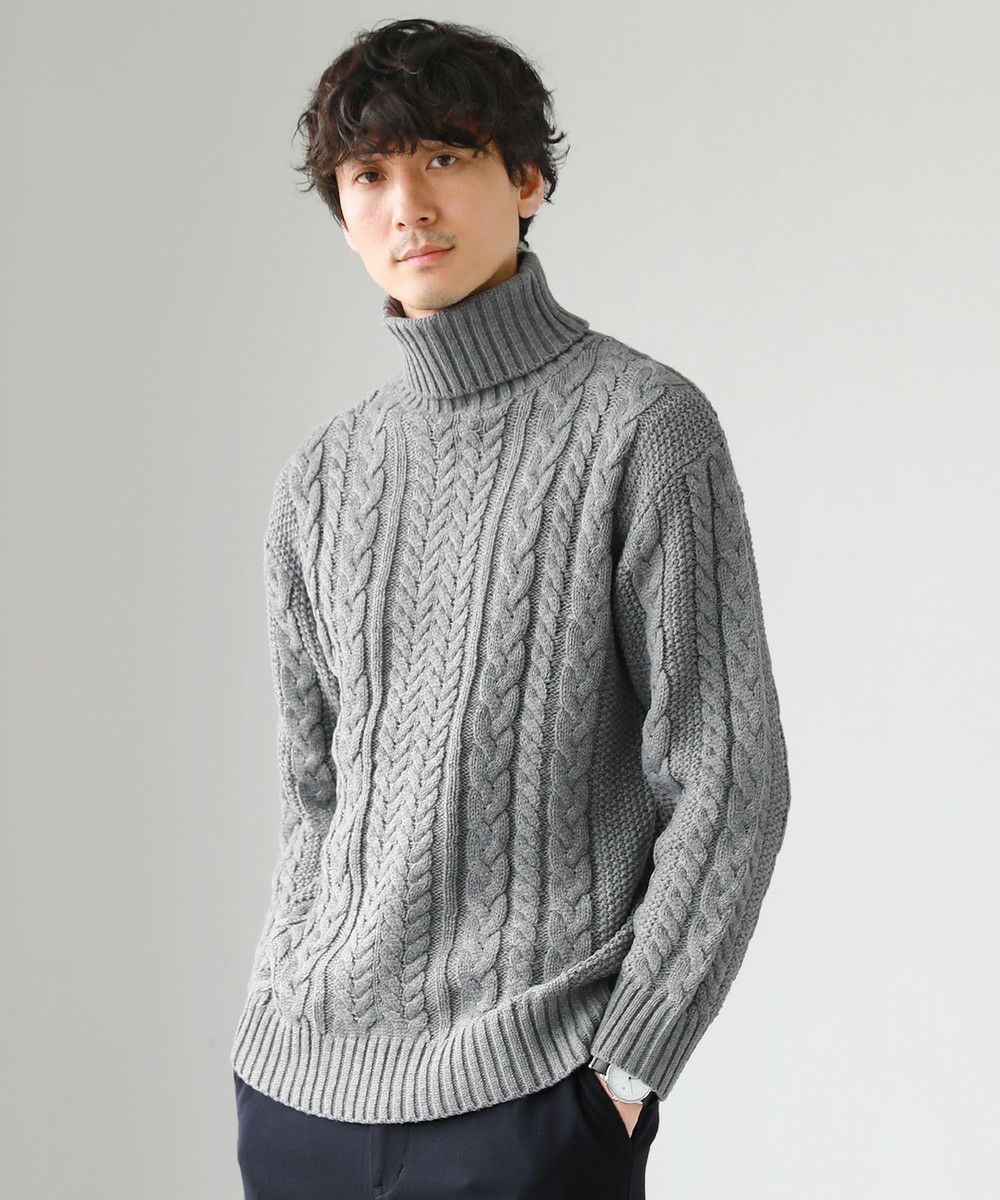 【税込】 セミワイドシルエットケーブル編みタートルネックニット 小物