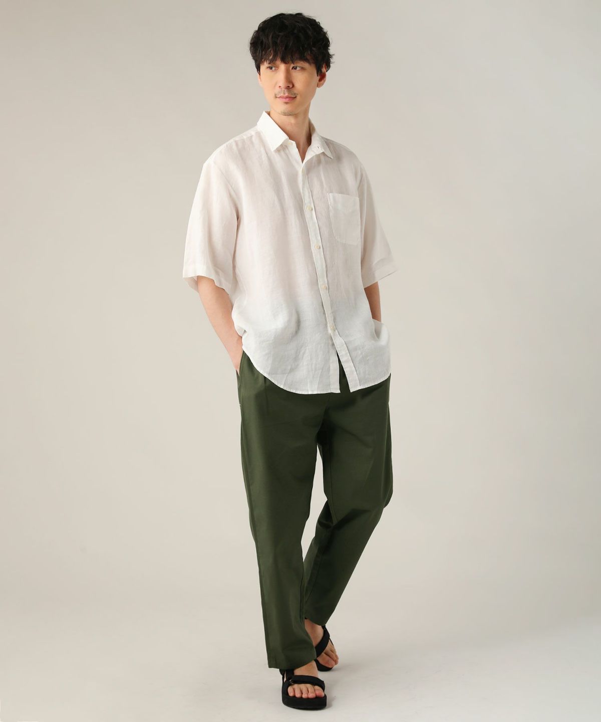FLAX リネン　半袖シャツ B.C STOCK｜European Flax リネン ハーフスリーブボタンダウン