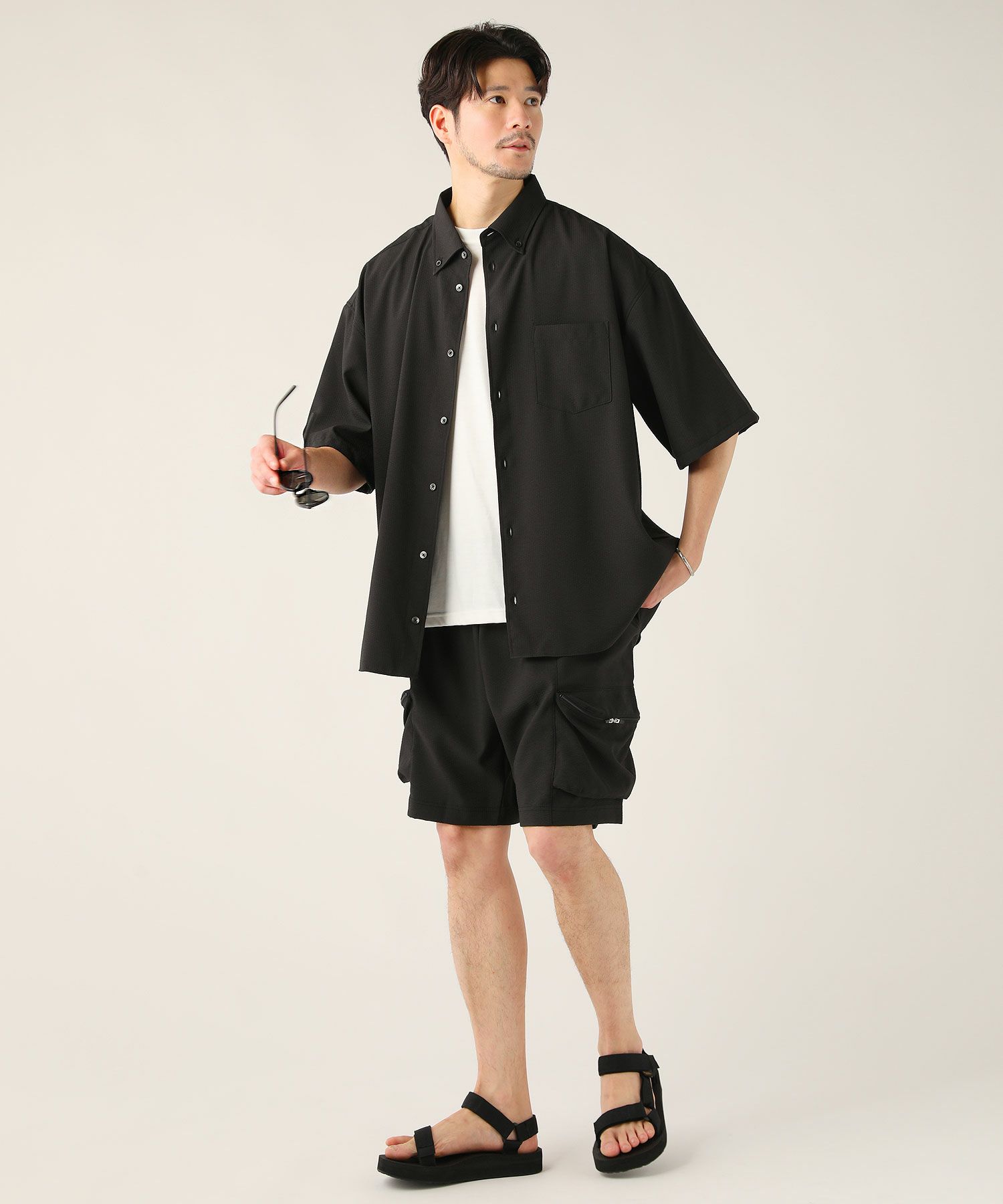 日本製ポリエステルサッカーストライプストレージカーゴポケット