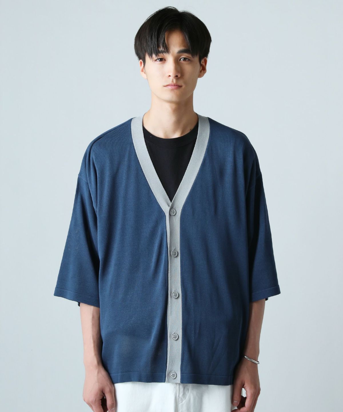 ハイゲージ襟配色5分袖サマーカーディガン | 【公式】SPU スプ公式通販