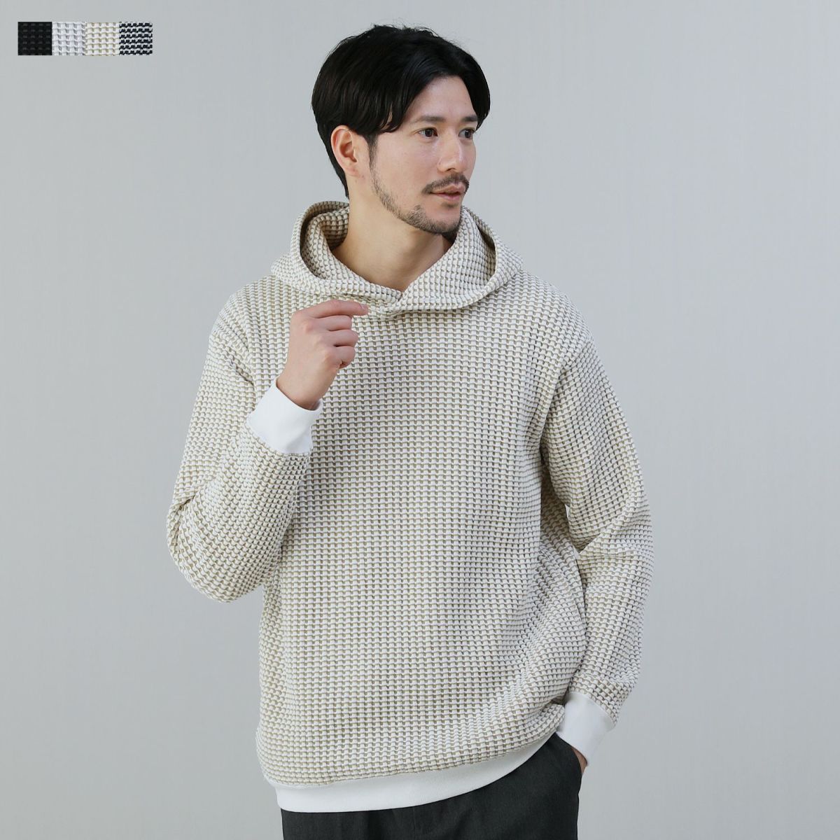 PGG ♡新品♡ミニワッフル2WAYストレッチレイヤード風フーディブルゾン