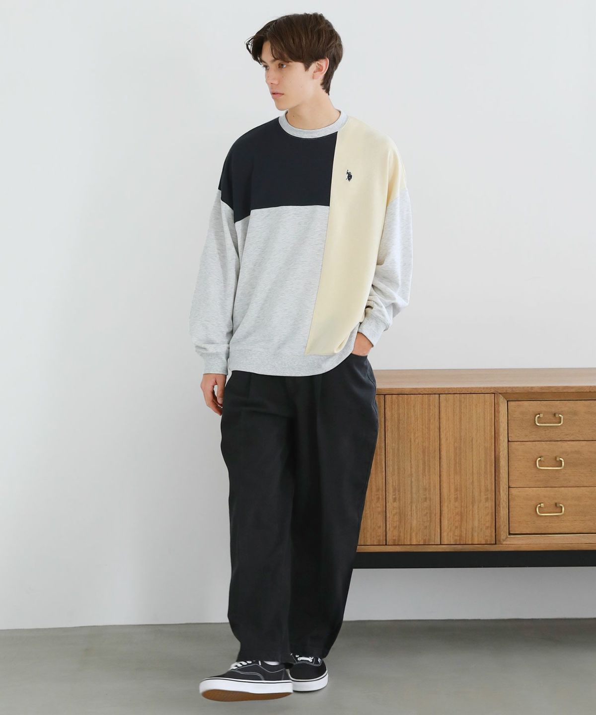 定価30,】 新品 ラッセルノ クルーネックスウェット 黒
