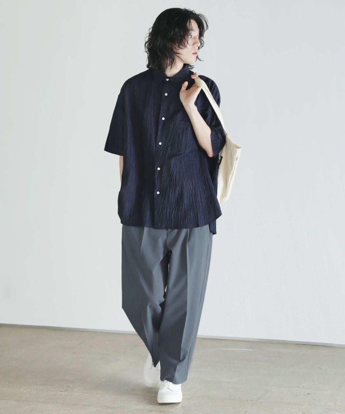 [RHUDE] リネン 半袖シャツ green label relaxing シャツ リネンライク ジャカード 半袖