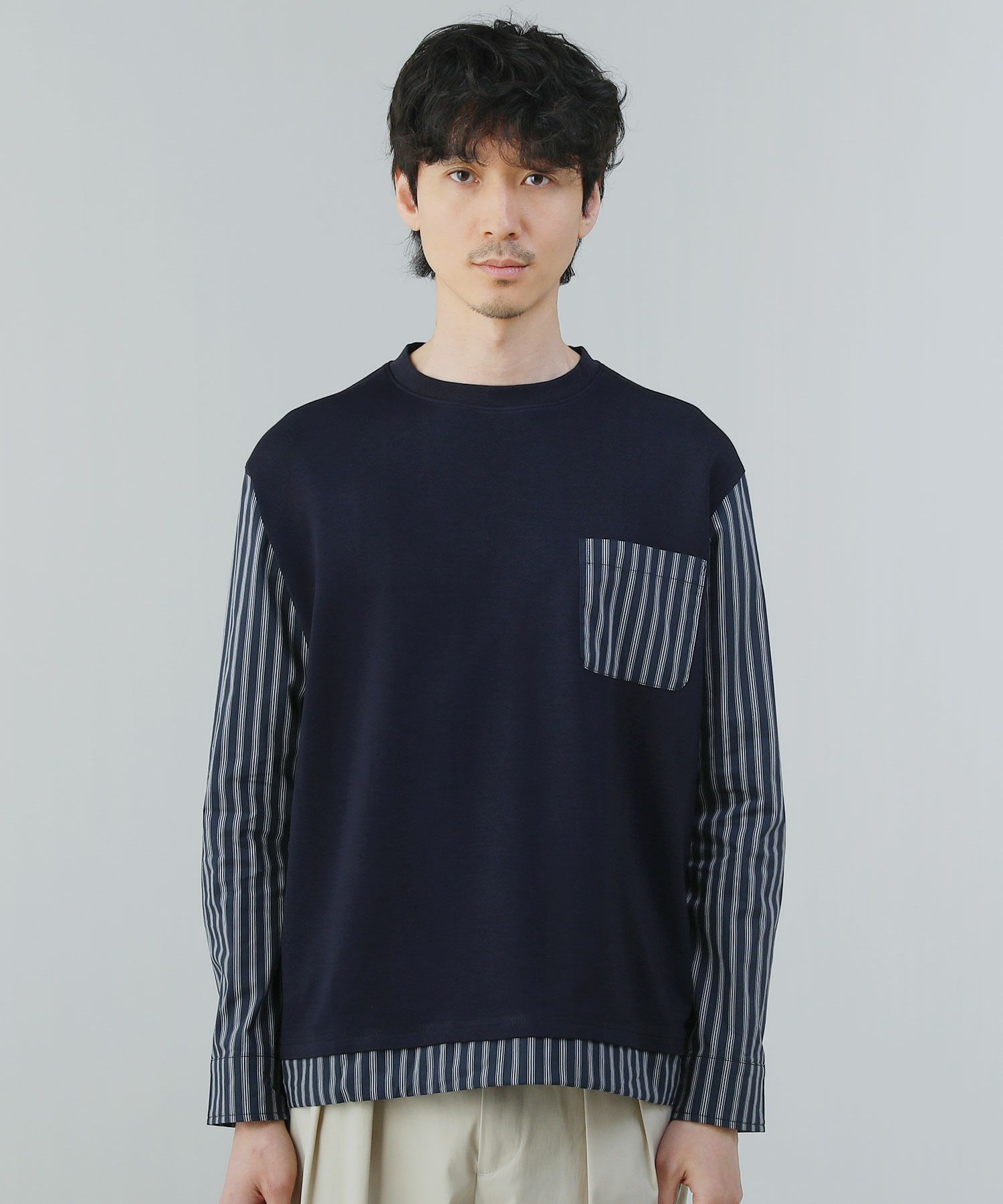 Navy ストライプ Tシャツ XL adidas（アディダス）の「adidas