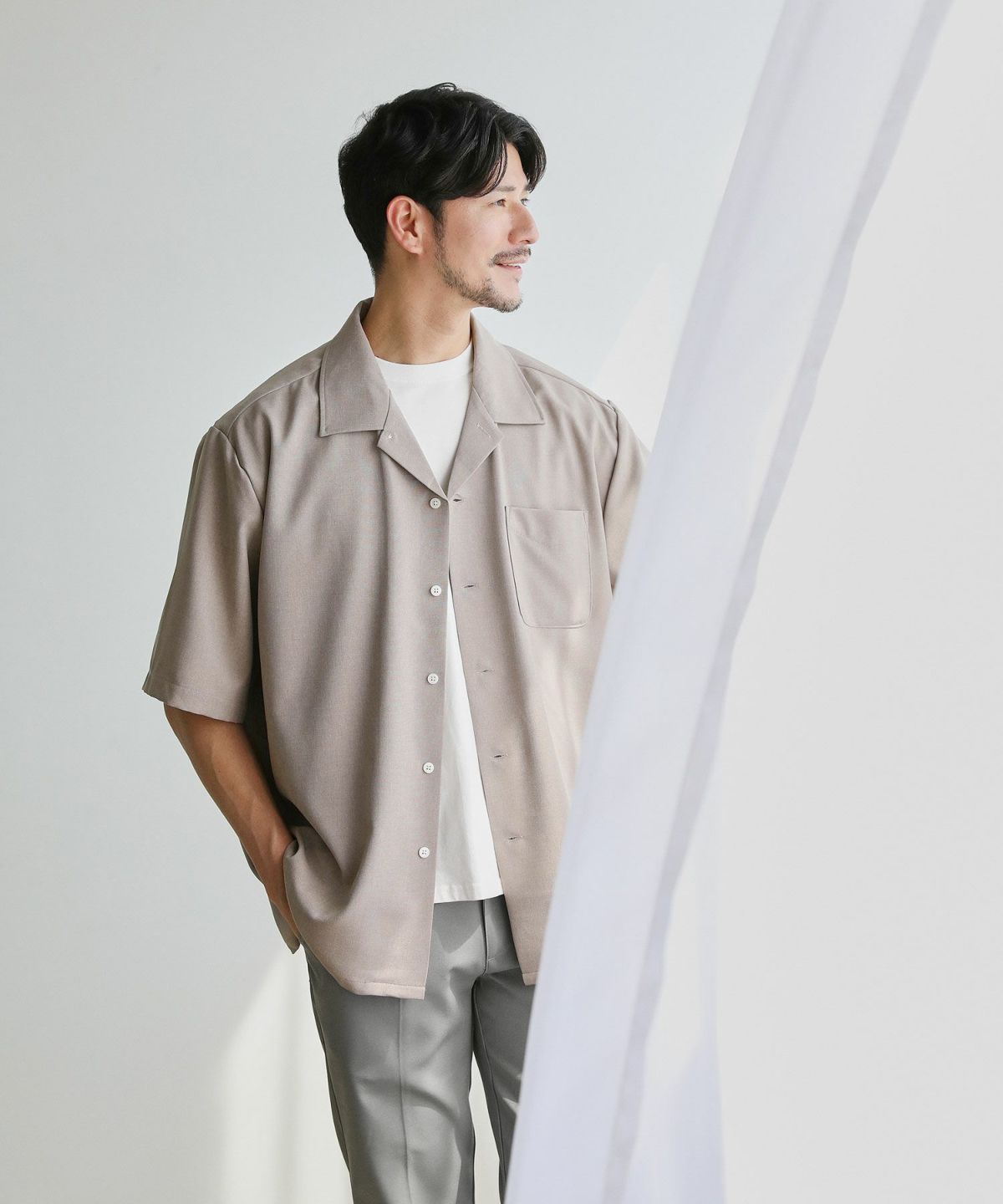 SPU別注Naturemier(TM)日本製テックリネン2WAYオープンカラー