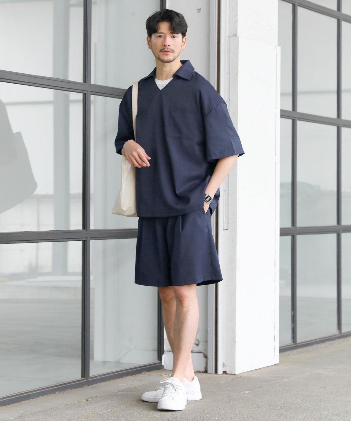 スプートニクス（SPUTNICKS）/【３点セットアップ】接触冷感リネンライクスキッパーシャツ＆ロングパンツ＆ショーツ 3点セットアップ】接触冷感リネンライクスキッパーシャツ＆ロング