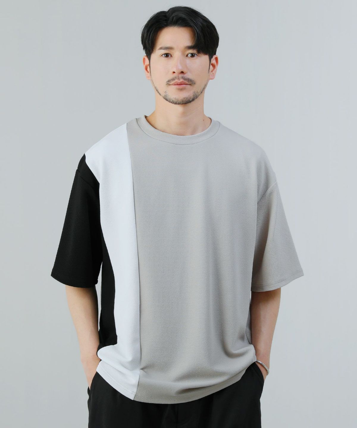 梨地配色切替半袖オーバーサイズTシャツ | 【公式】SPU スプ