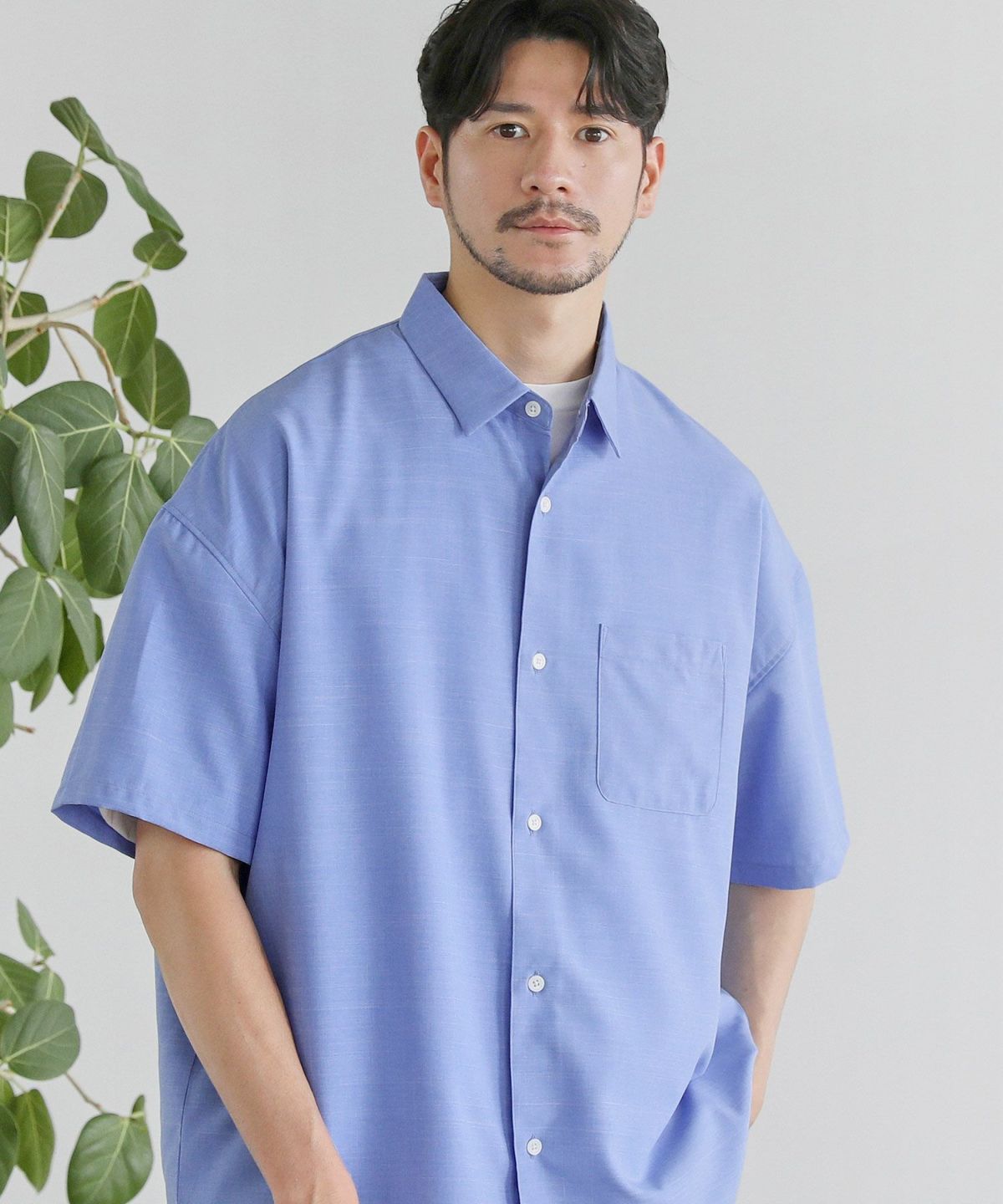 日本製Naturemier(TM)接触冷感シャンブレーレギュラーカラーシャツ