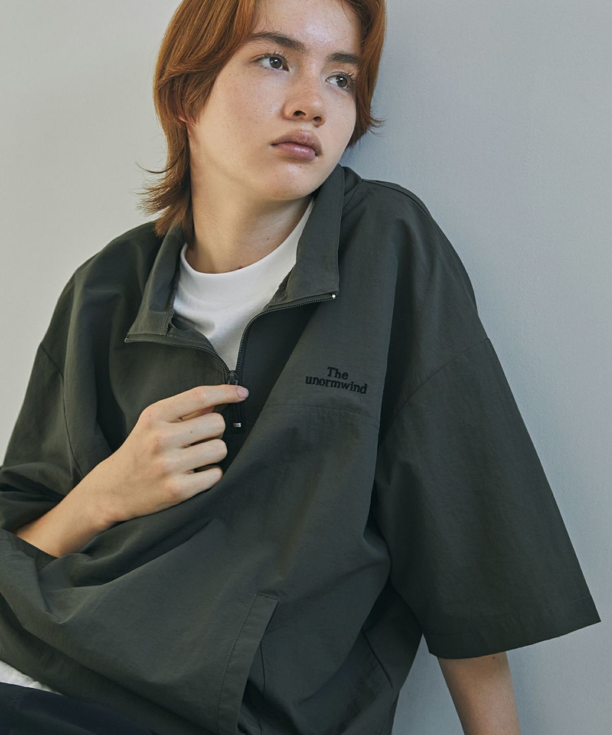 セットアップ対応】 刺繍ロゴワッシャーナイロン半袖ハーフ