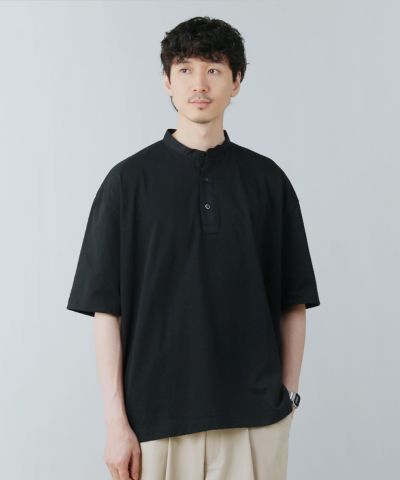 日本製VORTEX 8オンス（MVS天竺）フハクスタンドヘンリーネック ハーフ