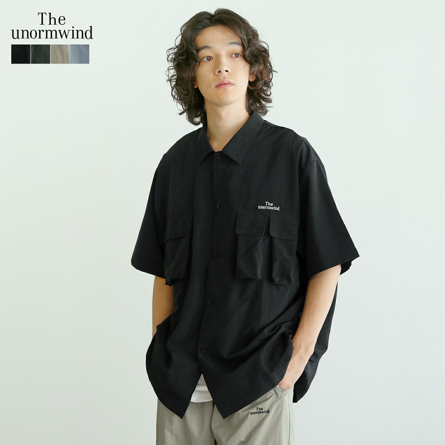 胸刺繍ロゴマルチポケットオーバーサイズテックワッシャーナイロン  