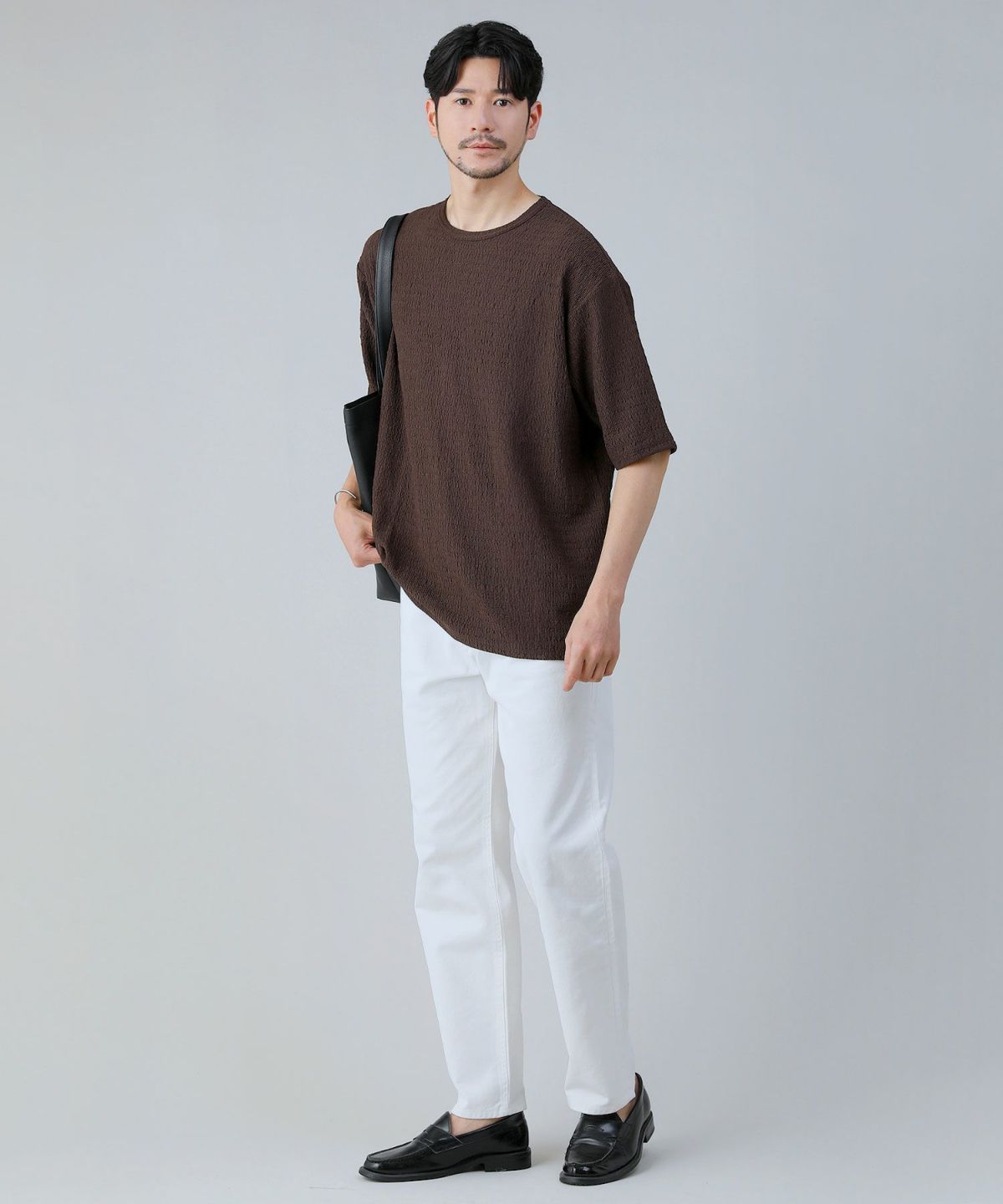 クレープ地柄ボーダークルーネック半袖Tシャツ | 【公式】SPU