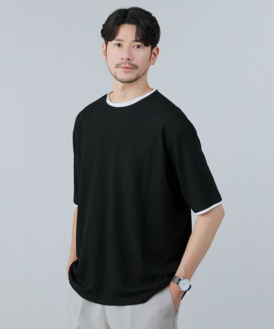 BP レイヤード 半袖Tシャツ 黒/白 aa-2545.jpg
