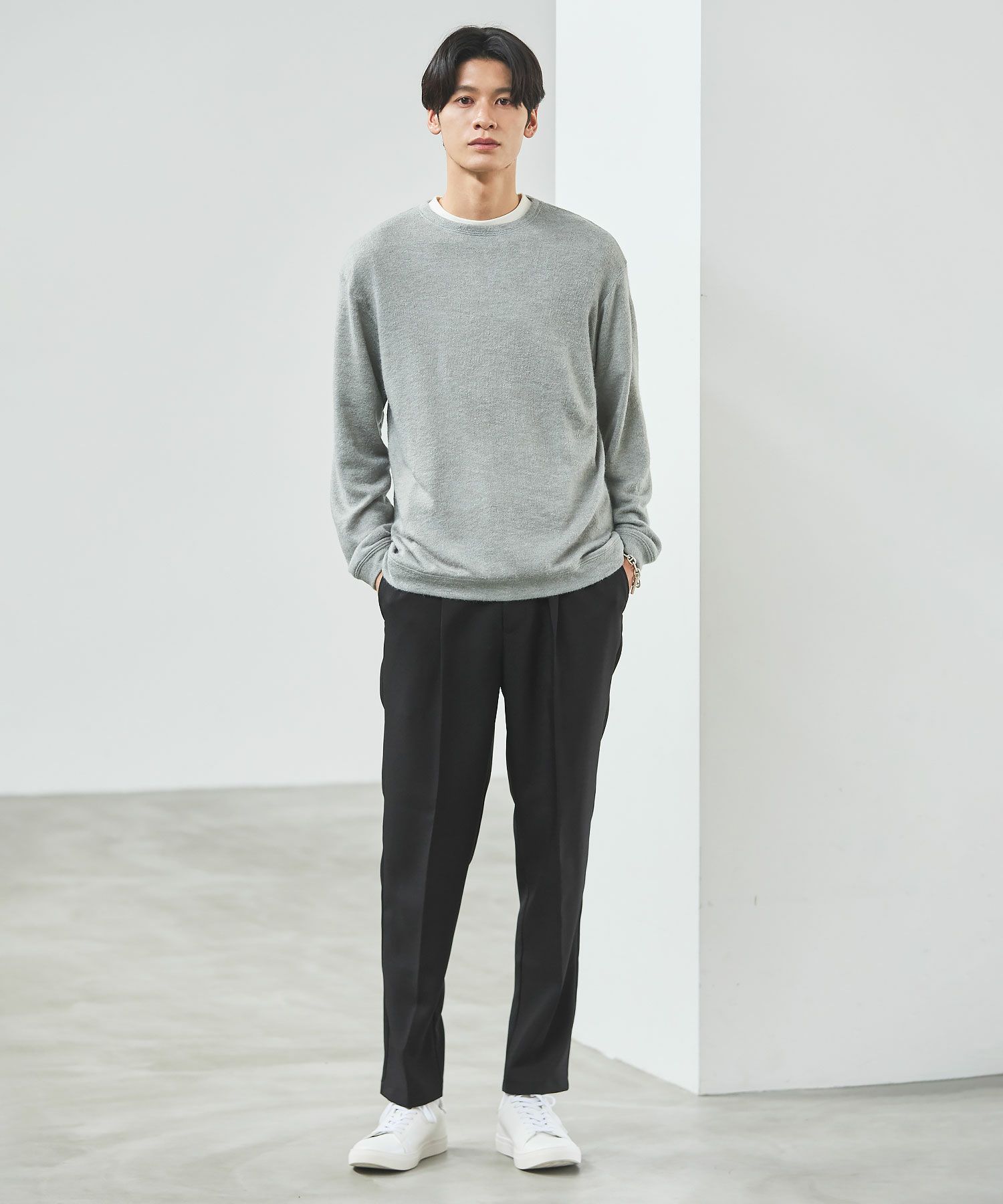 マイクロメランジシャギー長袖クルーネックニット | 【公式】SPU スプ