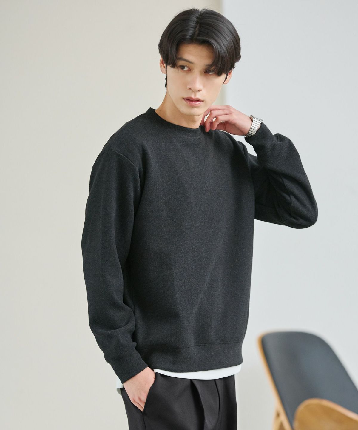 ヘリンボーンダブルフェイスクルーネック長袖スウェット | 【公式】SPU