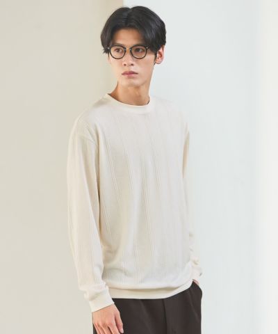 アイボリー ケーブルニット 長袖セーター ラグスタイル LUXSTYLE アクリルケーブルニット/ニット メンズ