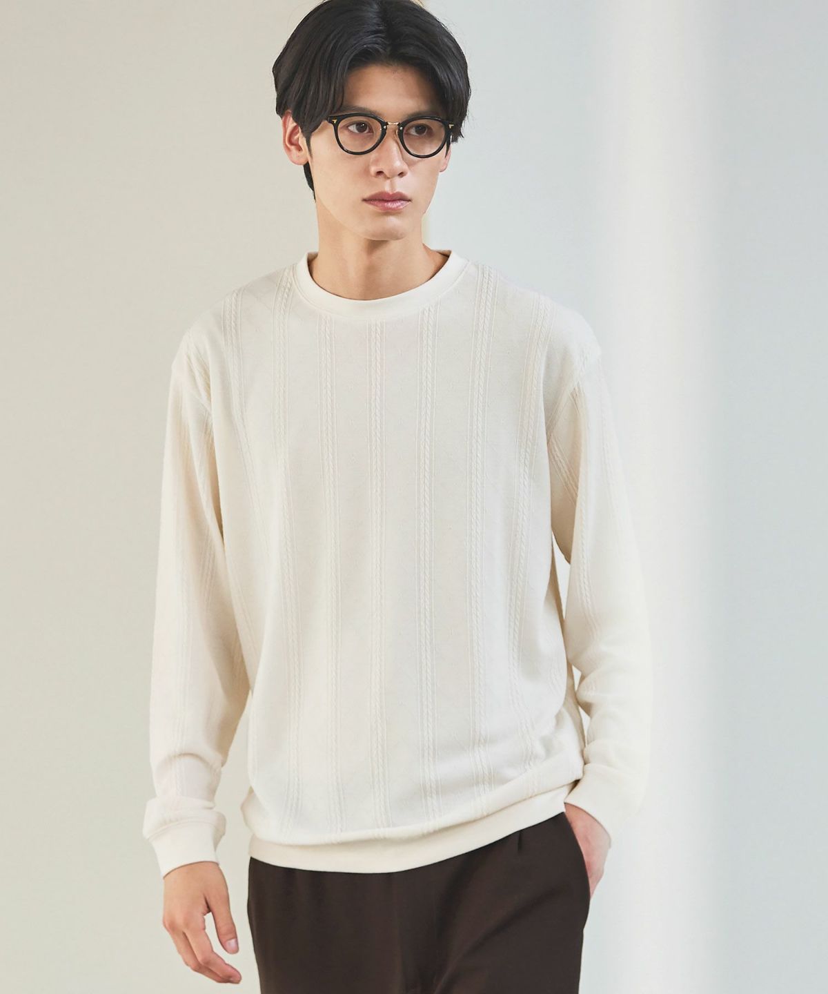ハイゲージケーブル長袖クルーネックニット | 【公式】SPU スプ公式