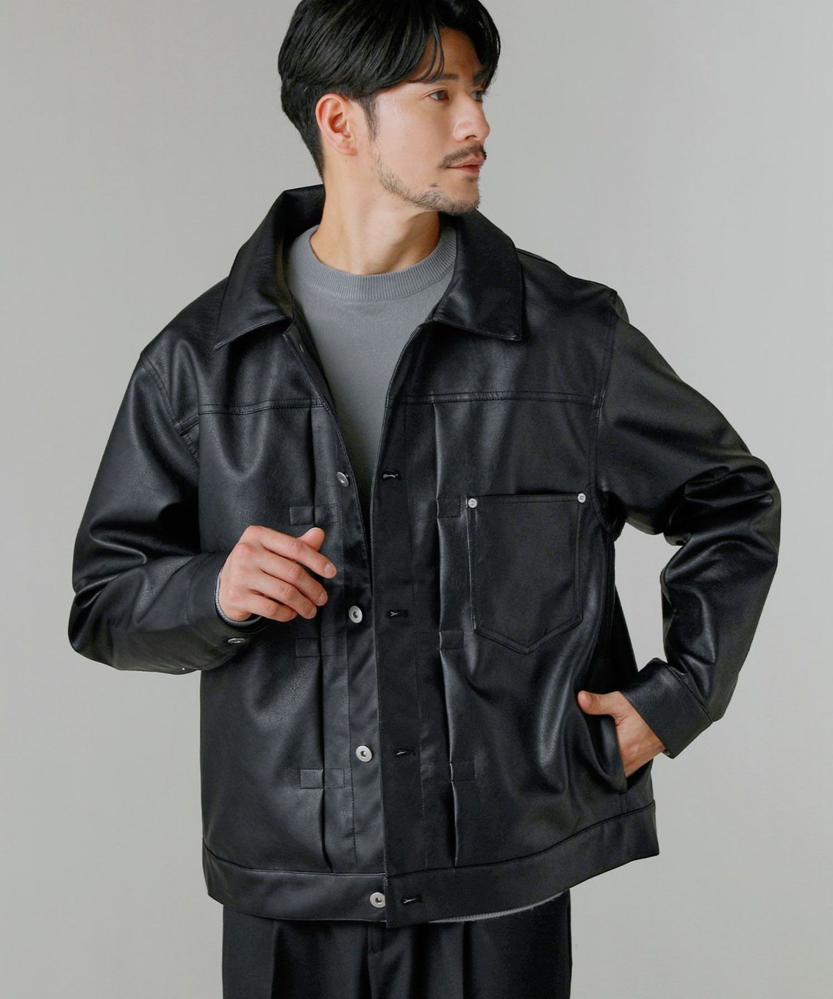 PUレザーファースト型ブルゾン | 【公式】SPU スプ公式通販｜メンズ