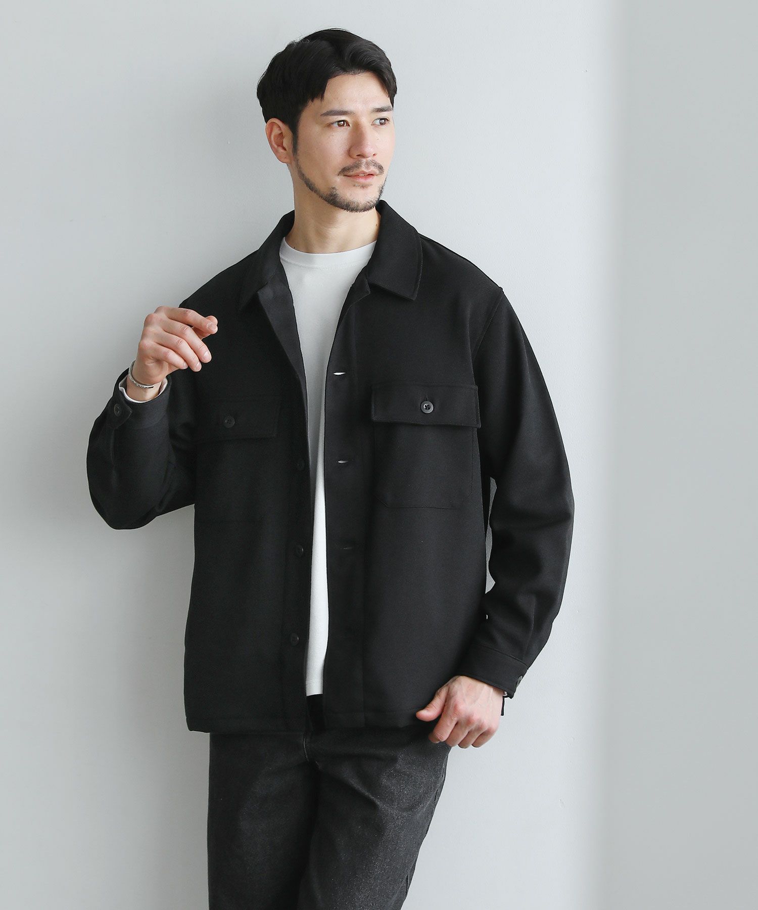 日本製LANATEC(R)LEI ウーリーカルゼストレッチソフトシャツジャケット  